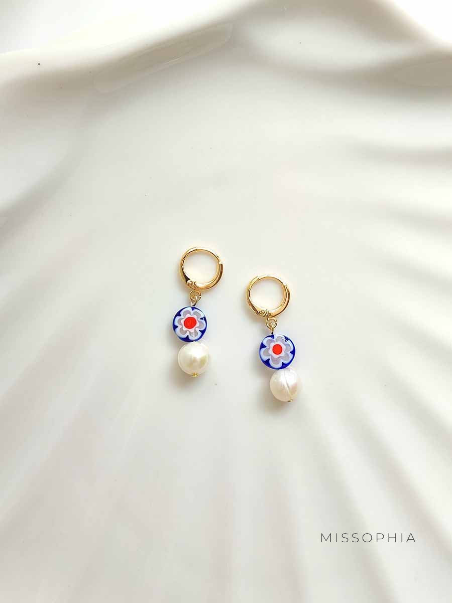 Coralyn Colorful Pearl Bloom Earrings [PS9STPAN]