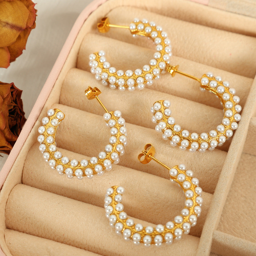 Darleen Elegant Pearl C-Hoops [4X0MRWCL]