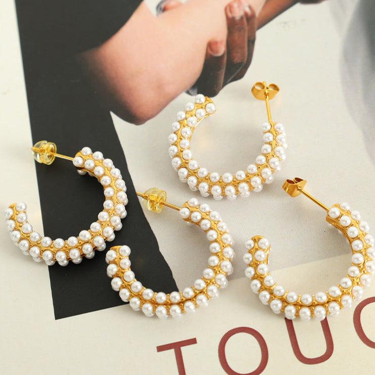 Darleen Elegant Pearl C-Hoops [HA8W4A2C]