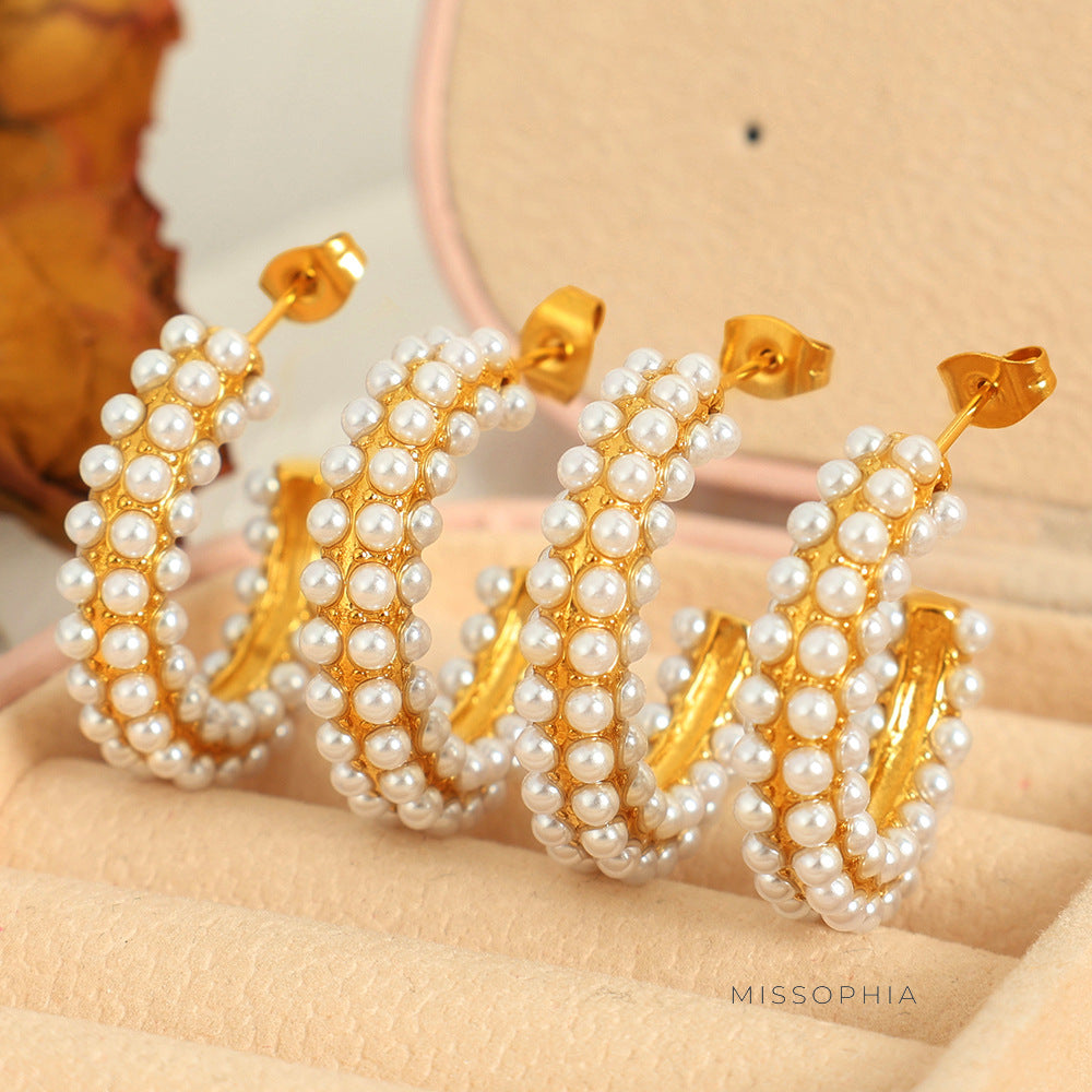 Darleen Elegant Pearl C-Hoops [8T6XVPJA]