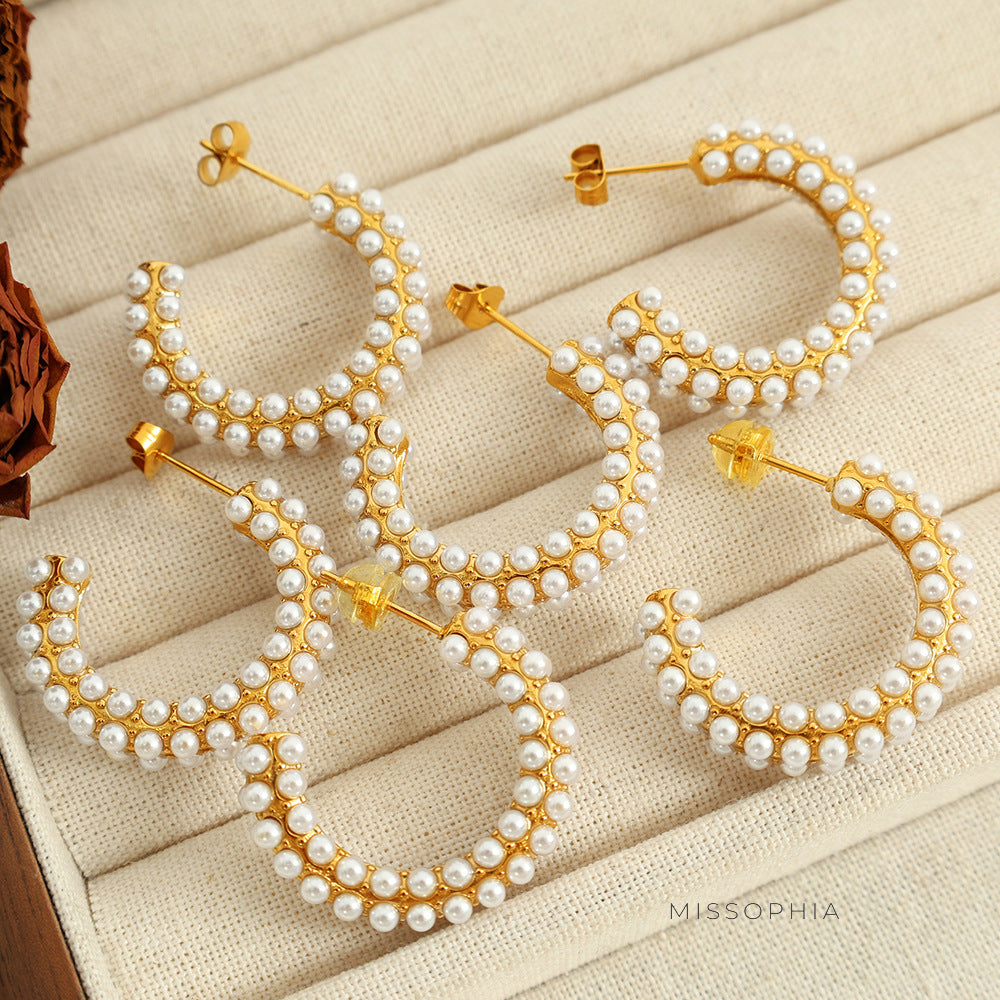 Darleen Elegant Pearl C-Hoops [2OLL97D1]