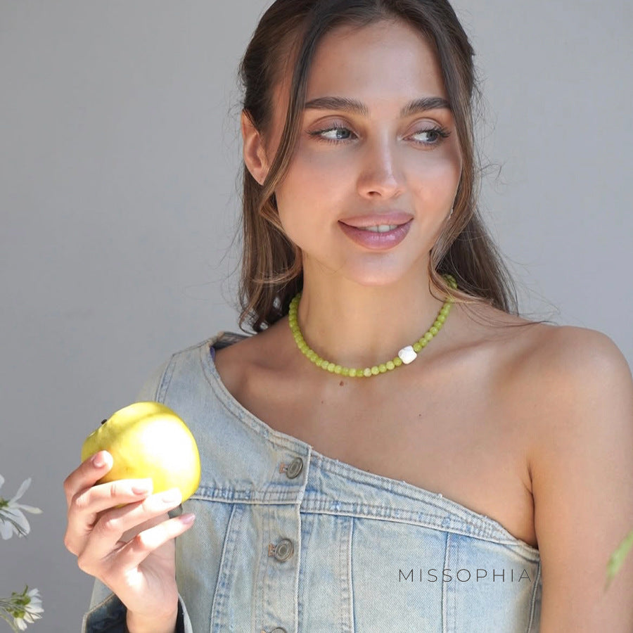 Elia Natural Stone Choker Necklace [A0RS9BO8]