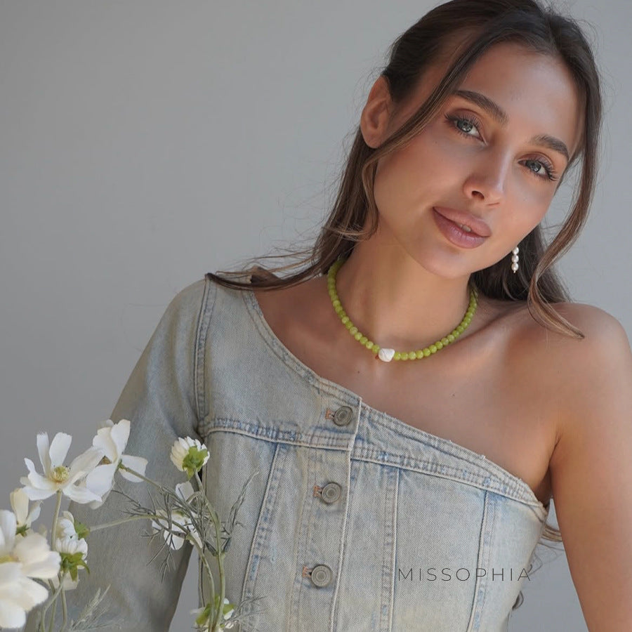 Elia Natural Stone Choker Necklace [FZ1VQ4JM]
