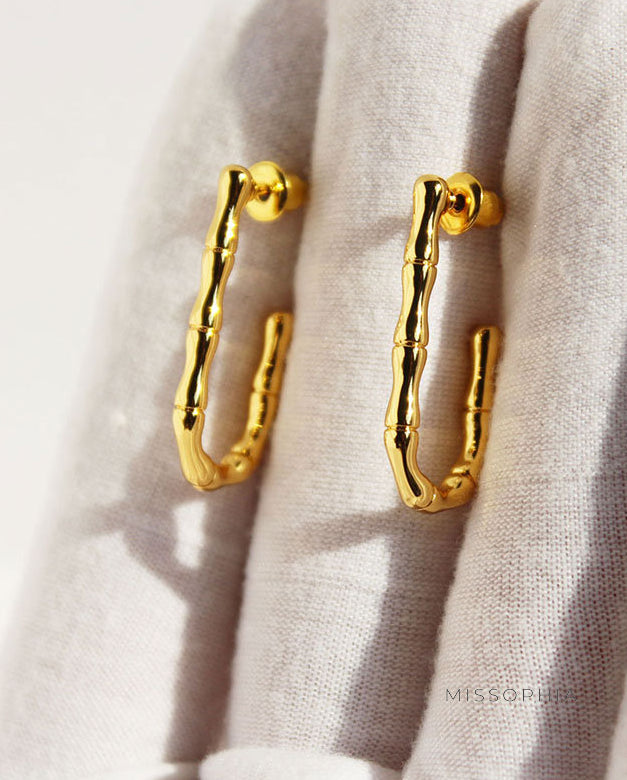 Emilly Bamboo U-Shaped Earrings [GYMNJ1A0]
