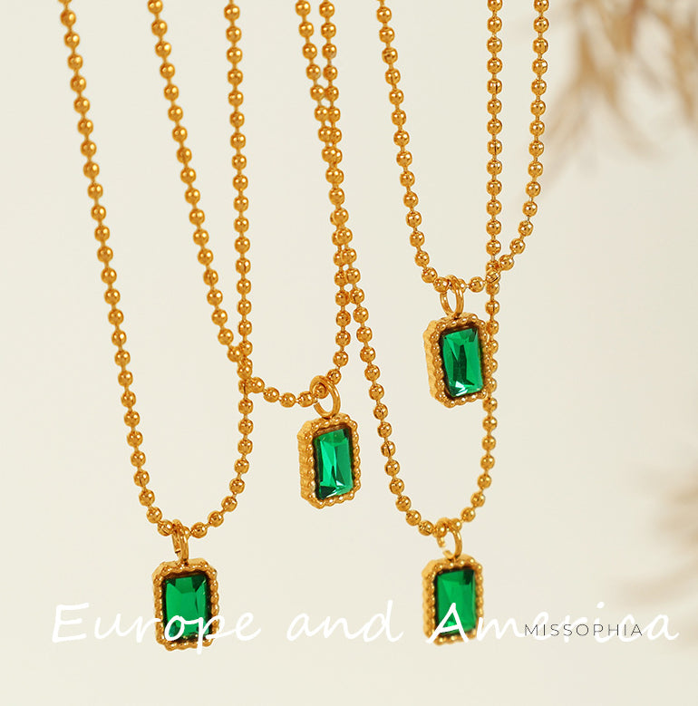Emmajean Glass Stone Necklace [D196NNMM]