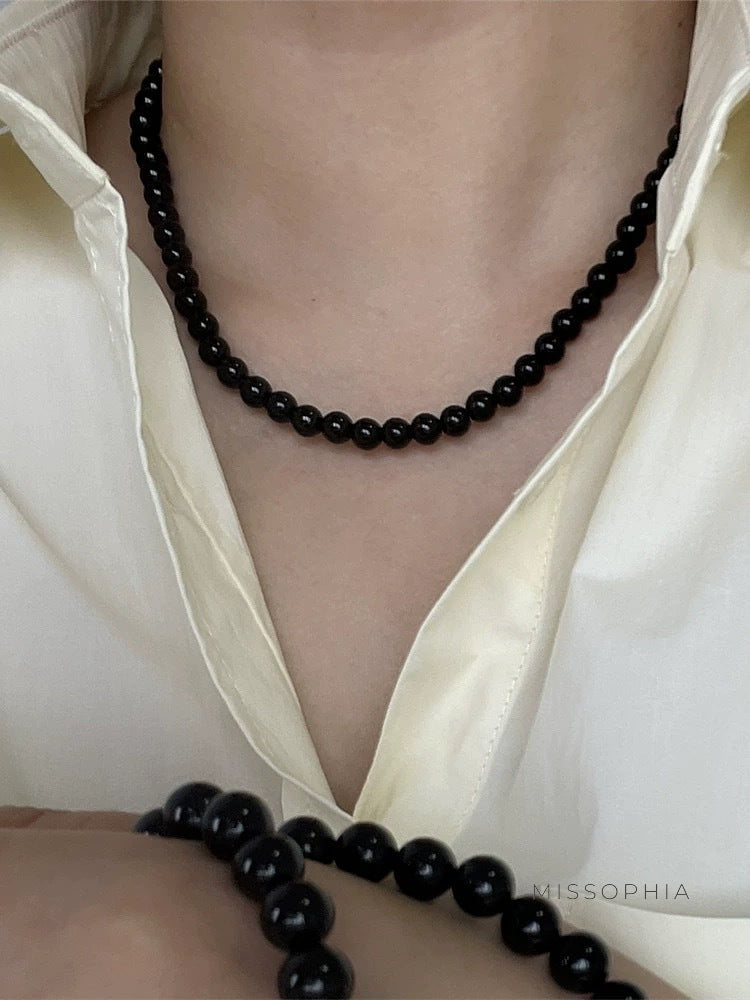 Emmanuella Onyx Beaded Necklace [W8KAN97F]