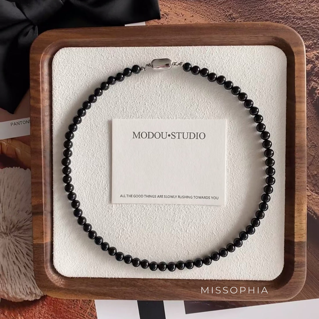 Emmanuella Onyx Beaded Necklace [XA1J0DWS]
