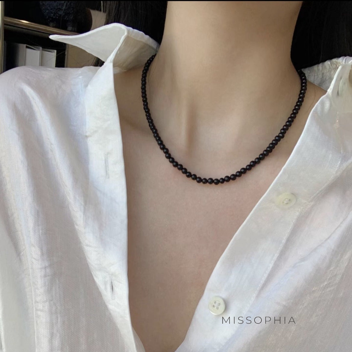 Emmanuella Onyx Beaded Necklace [XADZ4QQA]