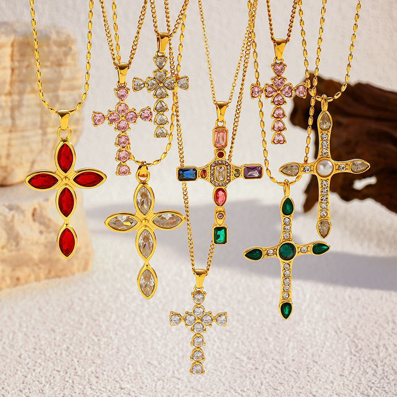 Eve Retro Cross Necklace [NMDMU6RR]