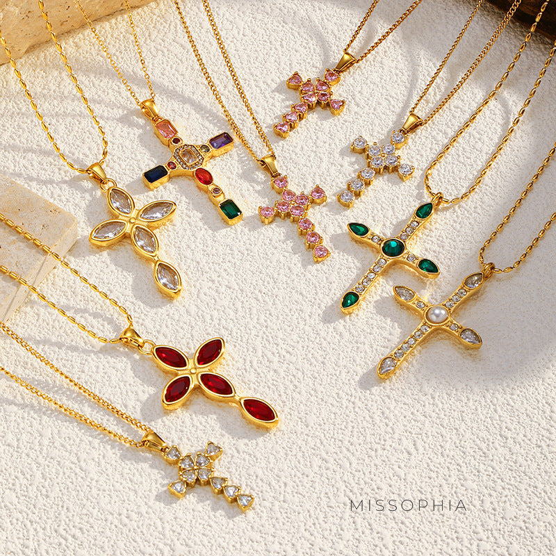 Eve Retro Cross Necklace [RE22BSR6]