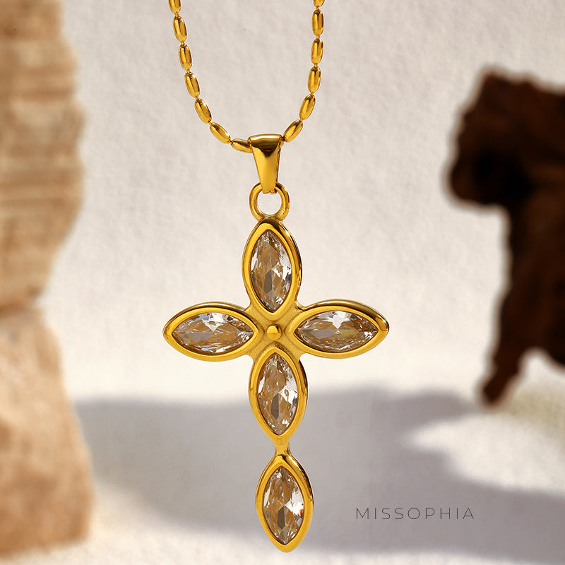 Eve Retro Cross Necklace [VN0ST8XC]