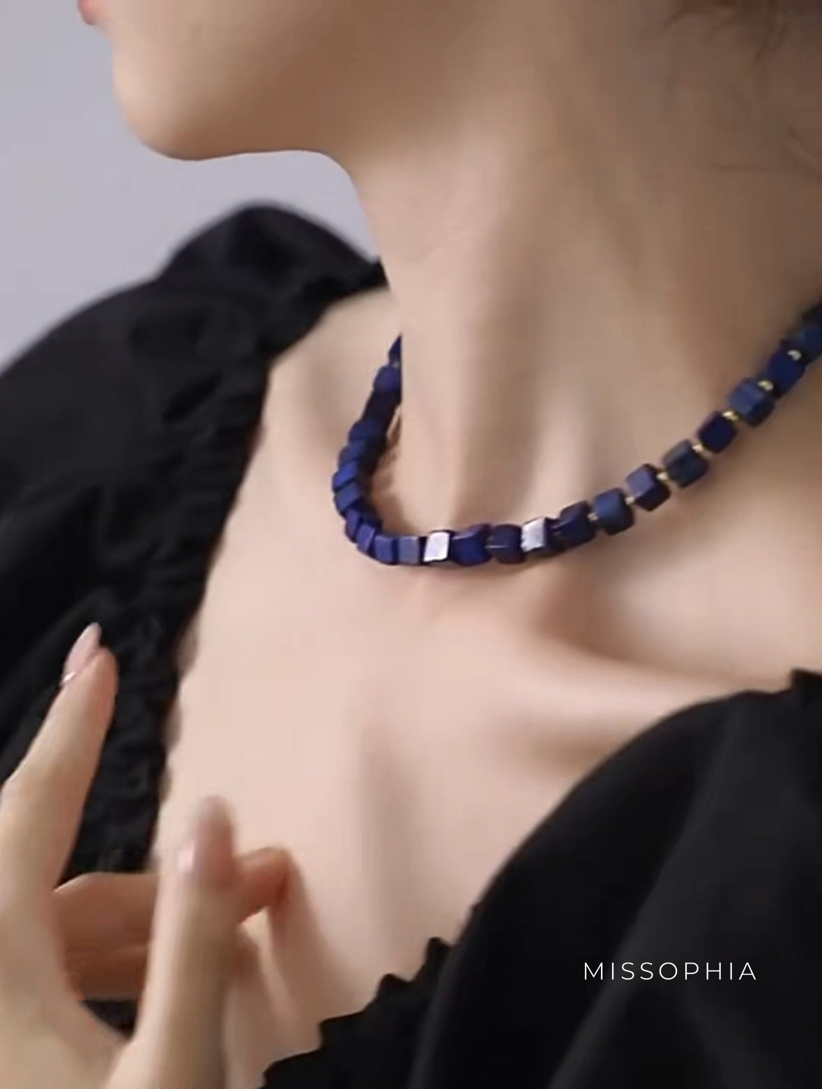 Gabriella Lapis Beaded Necklace [L1LRSW9M]
