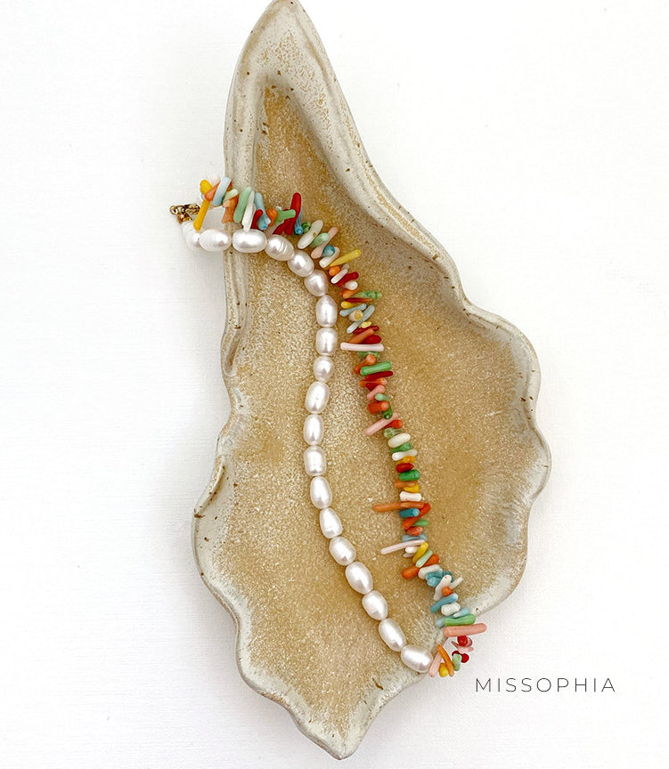 Halley Pearl & Irregular Gemstone Necklace
