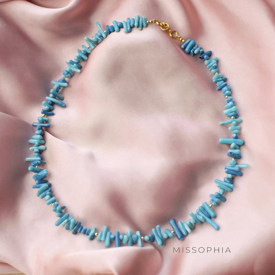 Gioia Blue Coral Chip Necklace