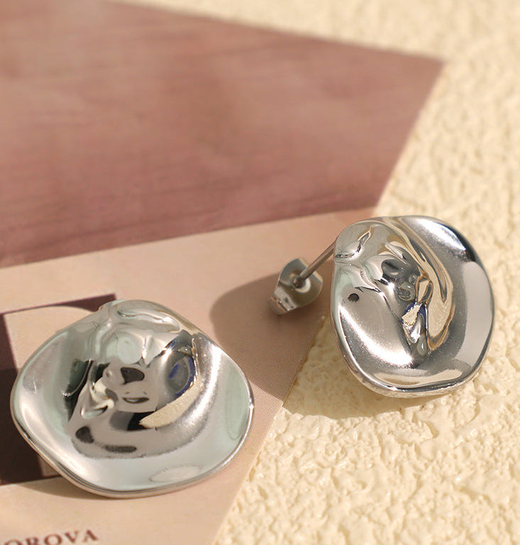 Hayslee Pleated Geometric Stud Earrings [O1YQ27F9]