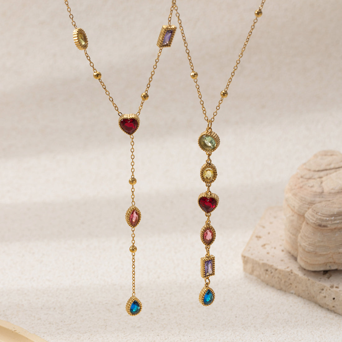 Ibtisam Zircon Tassel Necklace [W79SBA1D]