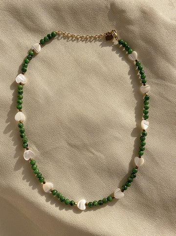 Jalisa Green Beaded Shell Necklace [620Y97ST]