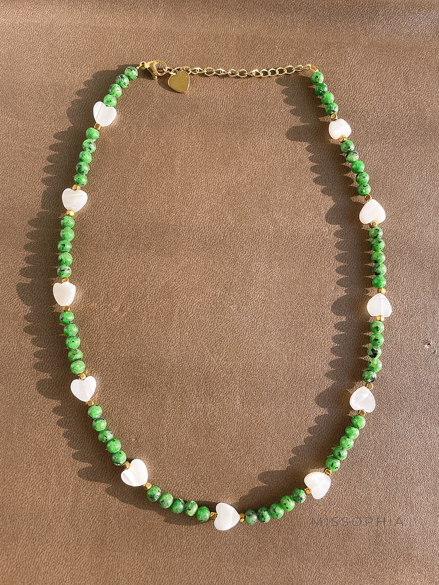 Jalisa Green Beaded Shell Necklace [2QAXV54K]