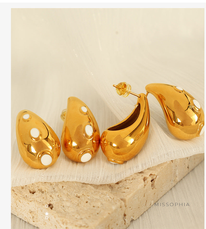 Janiya Retro Inlaid Drop Earrings [S1HIJ84E]