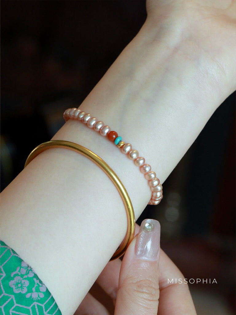 Jaylen Aurora Pearl Agate Bracelet [KPKRJ3FS]