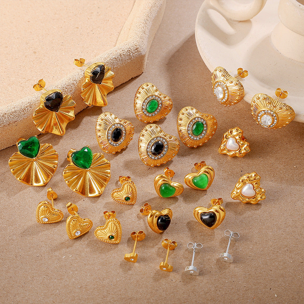 Josephine Heart Sparkle Studs [X3BARXF1]