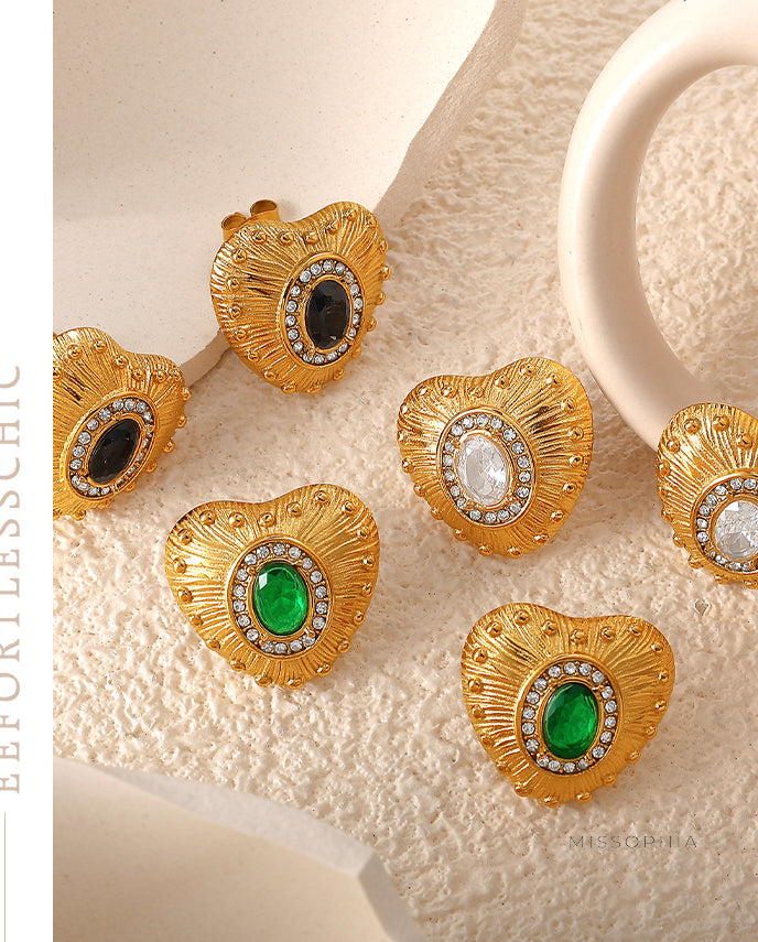 Josephine Heart Sparkle Studs [GE5O8RPV]