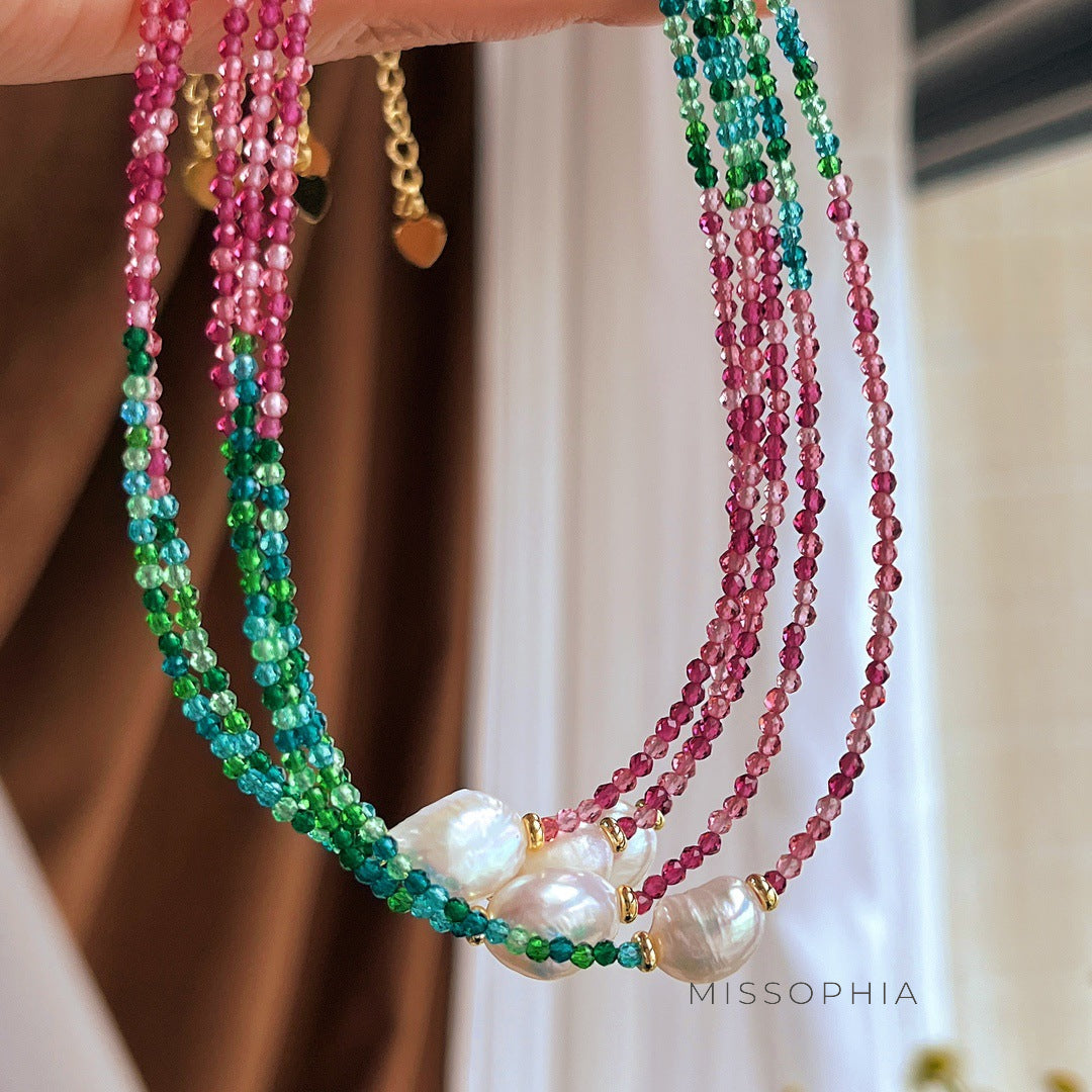 Jozie Baroque Pearl Crystal Necklace [RJBH22TW]