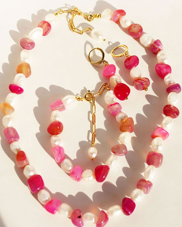 Kailah Pink Agate Pearl Jewelry [DU2TA53R]