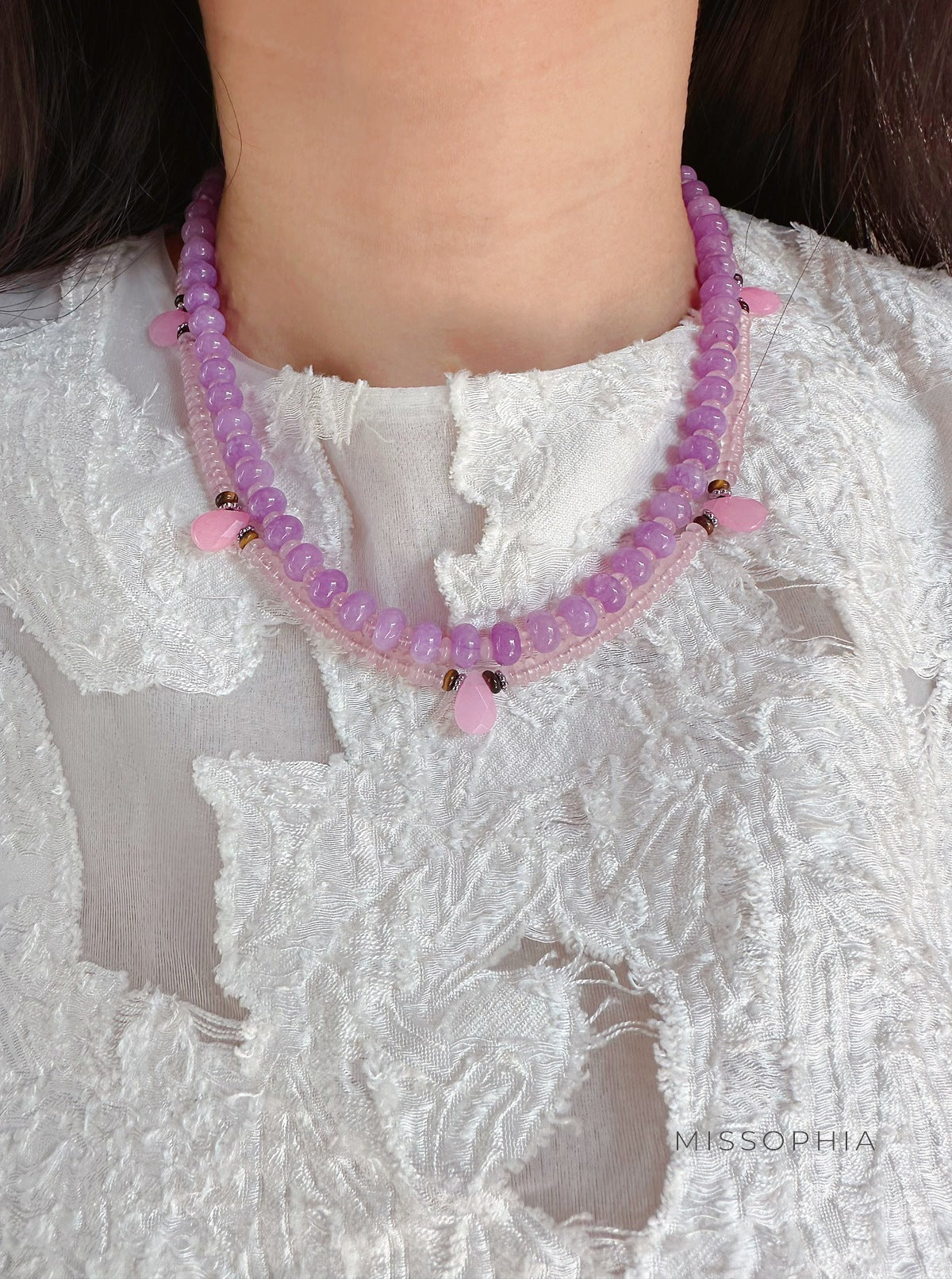 Kaily Iridescent Drop Pearl Necklace [KMFUGPBZ]