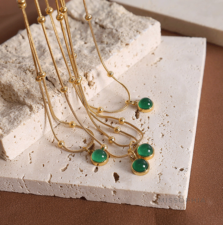 Karoline Aventurine Pendant Necklace [53C1075H]