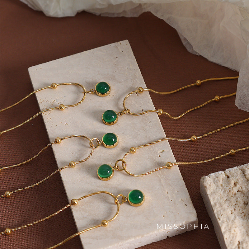 Karoline Aventurine Pendant Necklace [YNHR08FG]