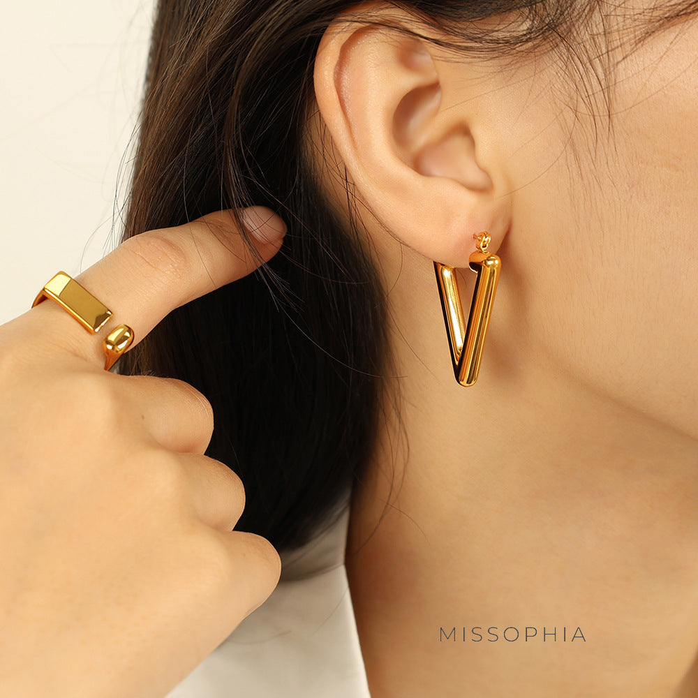 Karter Geometric Triangle Stud Earrings [U71X827S]