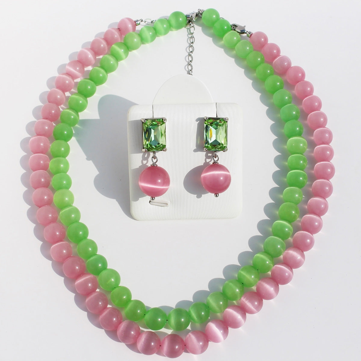 Keyara Cat's Eye Zircon Necklace Set [E8552MRF]