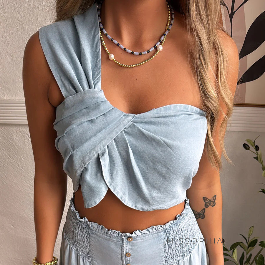 Keyonna Blue Natural Stone Necklace [FXWW041S]