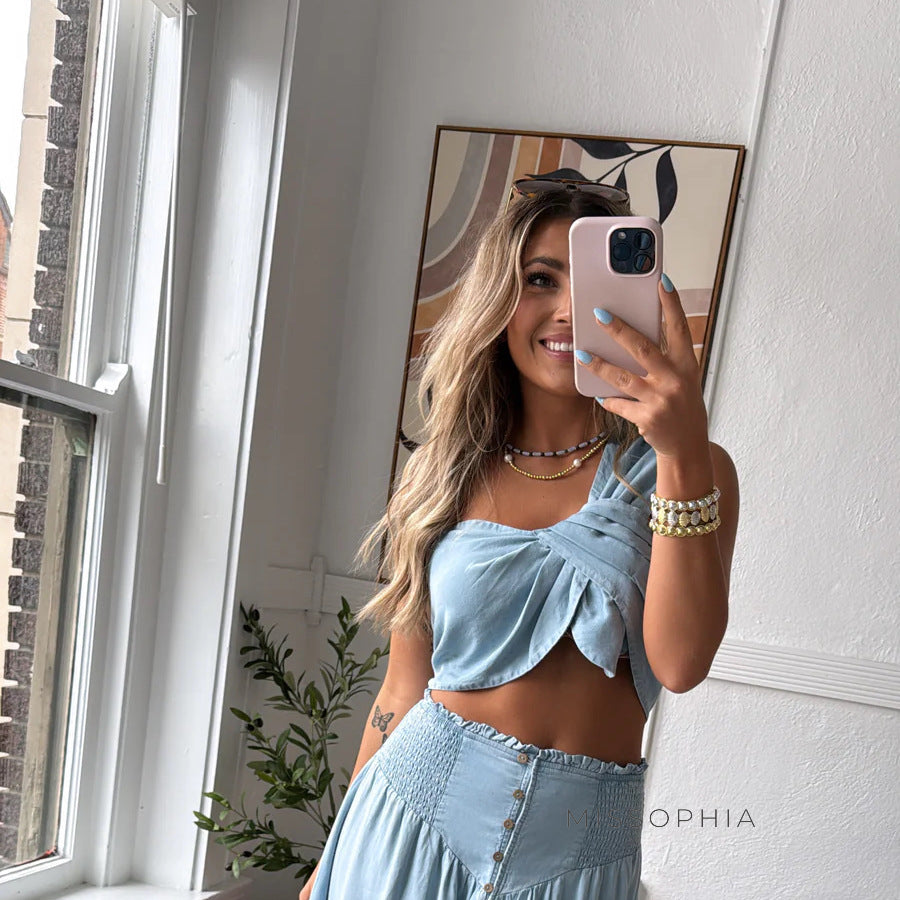 Keyonna Blue Natural Stone Necklace [TCOHF85D]