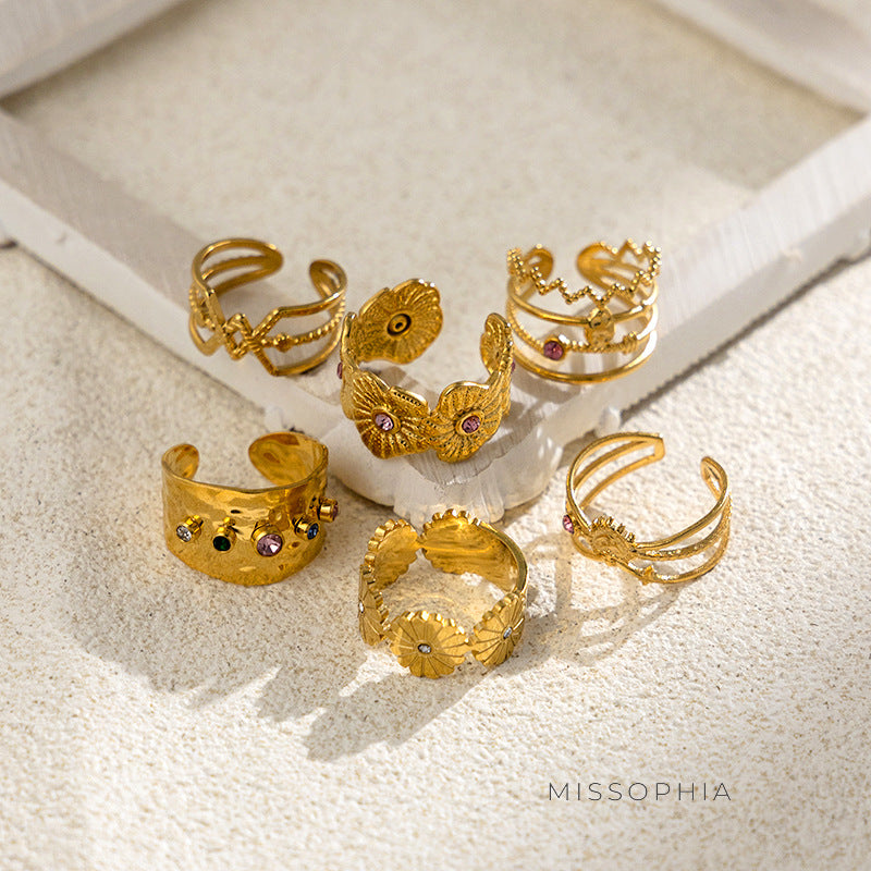 Khelani Pave Gold Zircon Ring [6HA5KJ54]