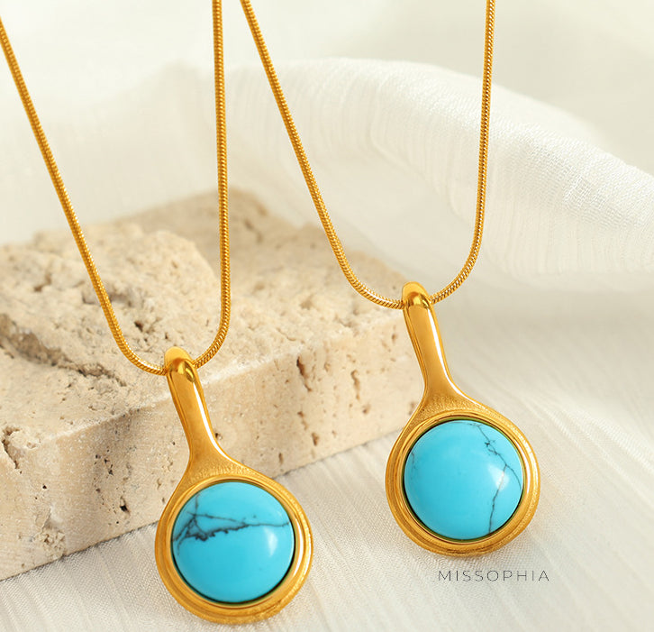 Klaire Retro Stone Pendant Necklace [DCX1MGNN]
