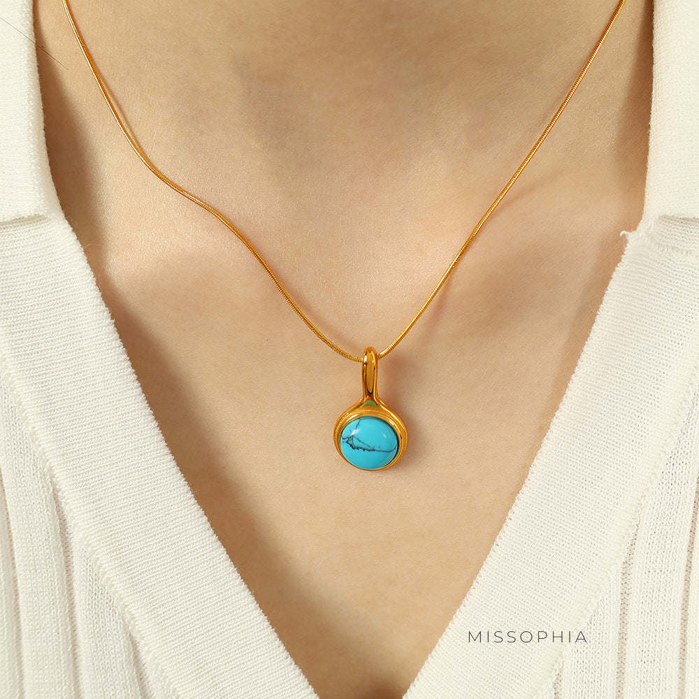 Klaire Retro Stone Pendant Necklace [L8KKF3WN]