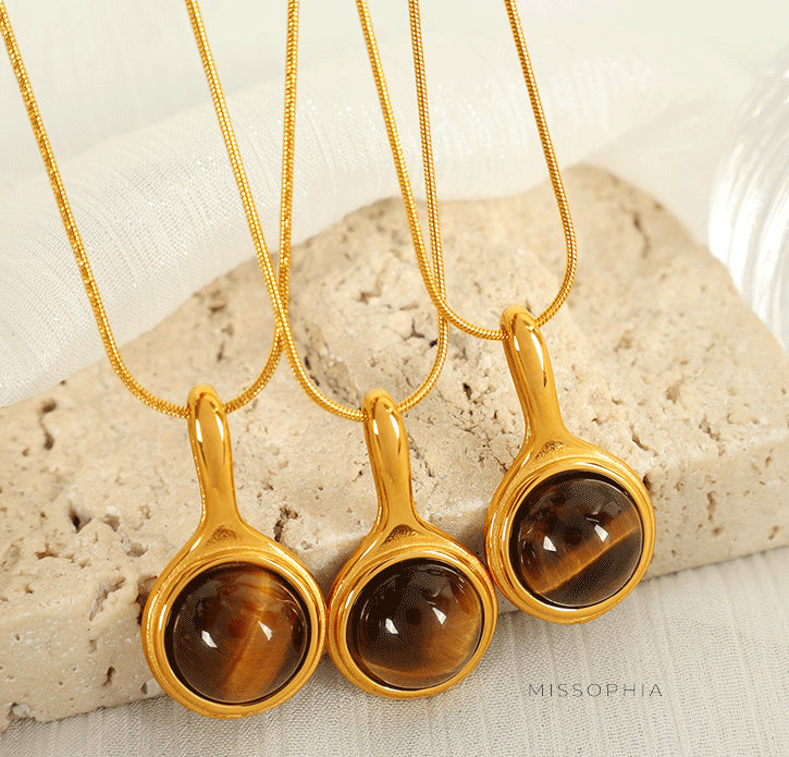 Klaire Retro Stone Pendant Necklace [AF7EBIZ6]