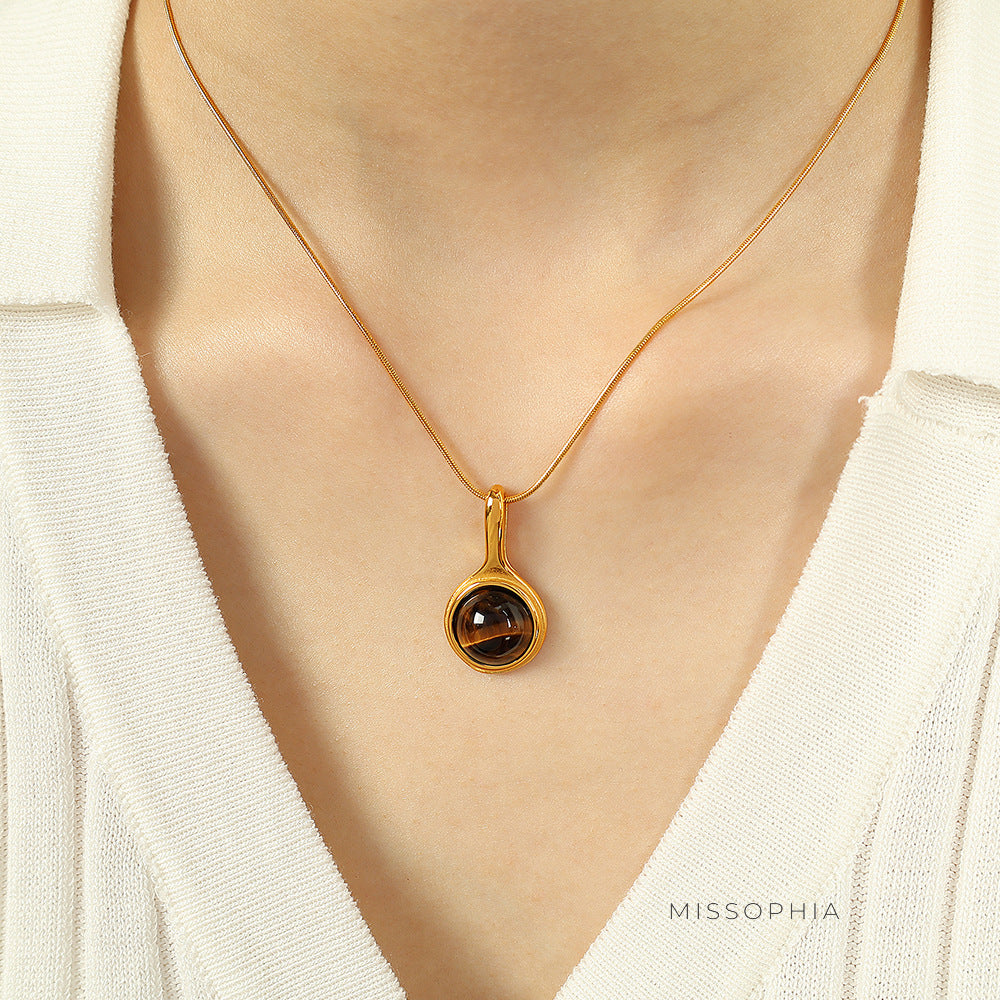 Klaire Retro Stone Pendant Necklace [XBR3GI3B]