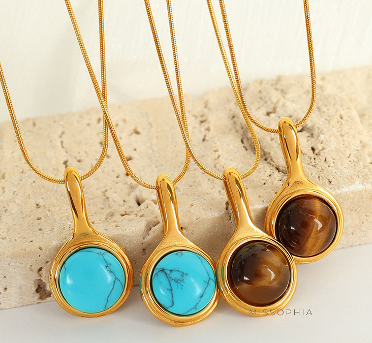 Klaire Retro Stone Pendant Necklace [WCI4PX3Y]