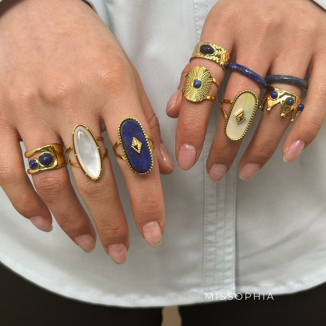 Kyana Natural Stone Heart Ring [M8D4YBR6]