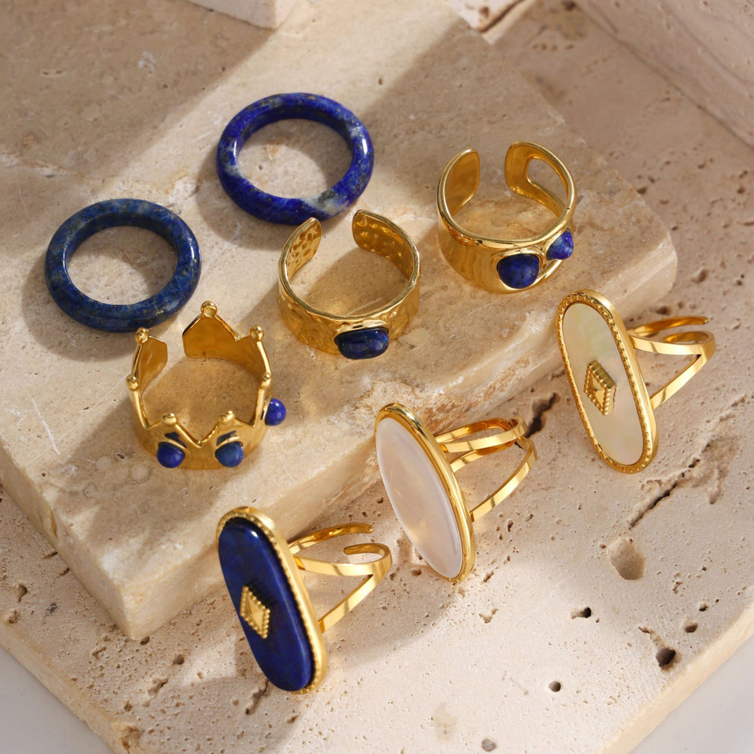 Kyana Natural Stone Heart Ring [M8D4YBR6]