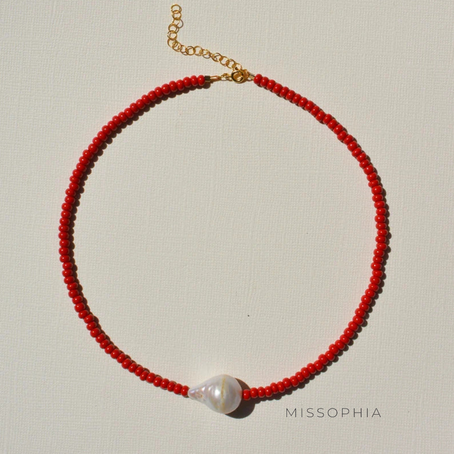 Liya Beaded Pearl Clavicle Necklace [FB8LCVJE]