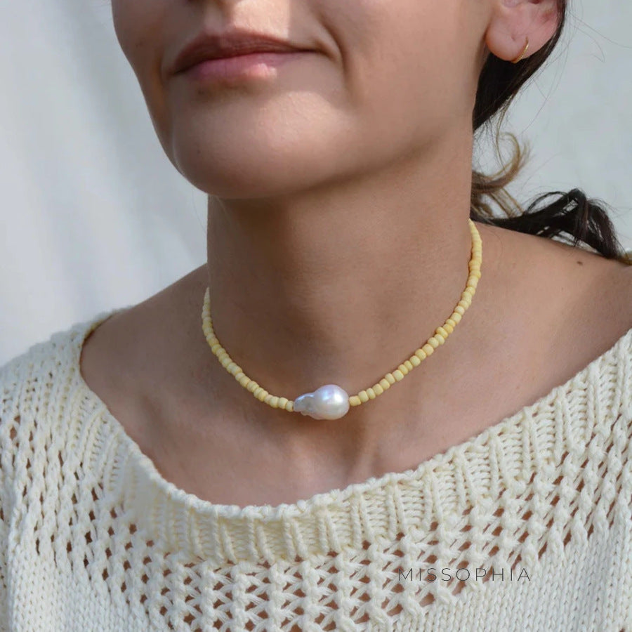 Liya Beaded Pearl Clavicle Necklace [US4OFCUY]