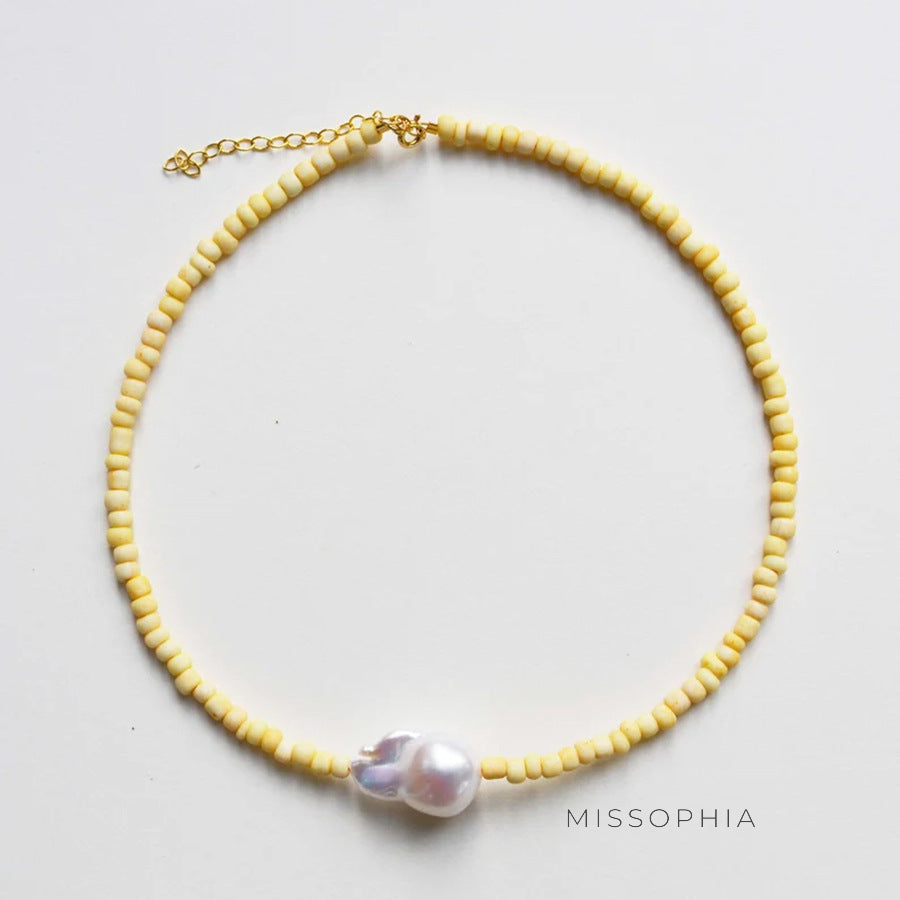 Liya Beaded Pearl Clavicle Necklace [2DALPE1E]