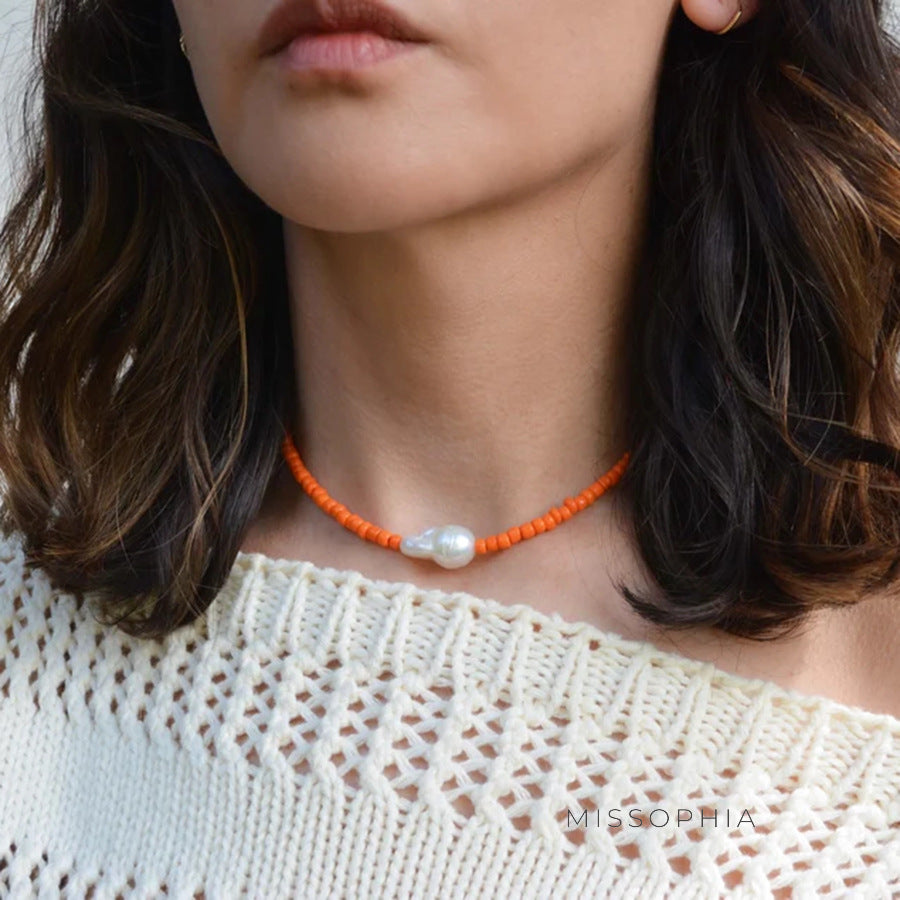 Liya Beaded Pearl Clavicle Necklace [MISKS4AX]