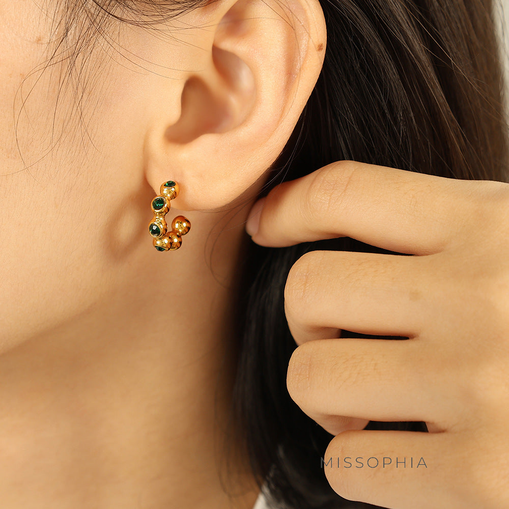 Logan Emerald Zircon Drop Earrings [G315Z35C]