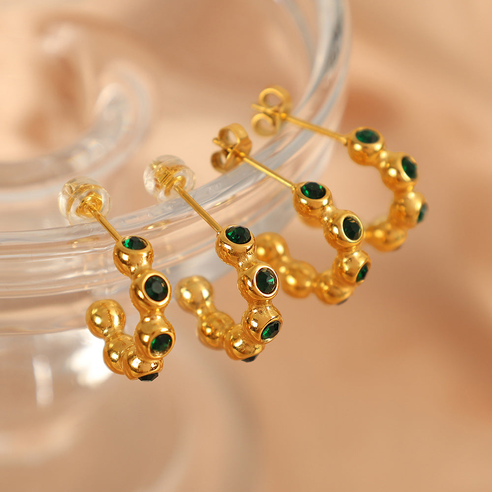 Logan Emerald Zircon Drop Earrings [EWZ457Z0]