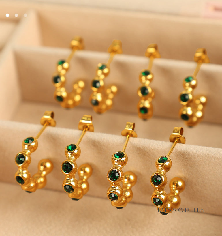 Logan Emerald Zircon Drop Earrings [I4762DK6]